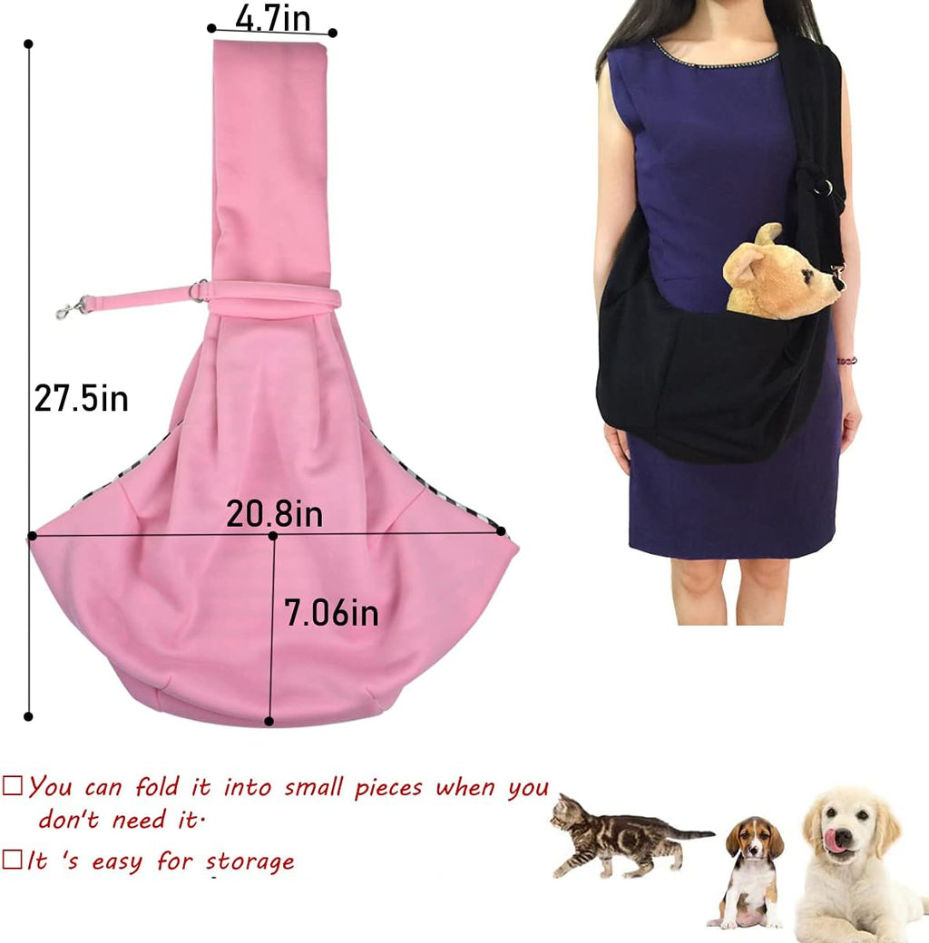Dog and Cat Sling Carrier Little Pet Carrier Shoulder Crossbody Pet Slings for Outdoor Traveling Subway (Pink)