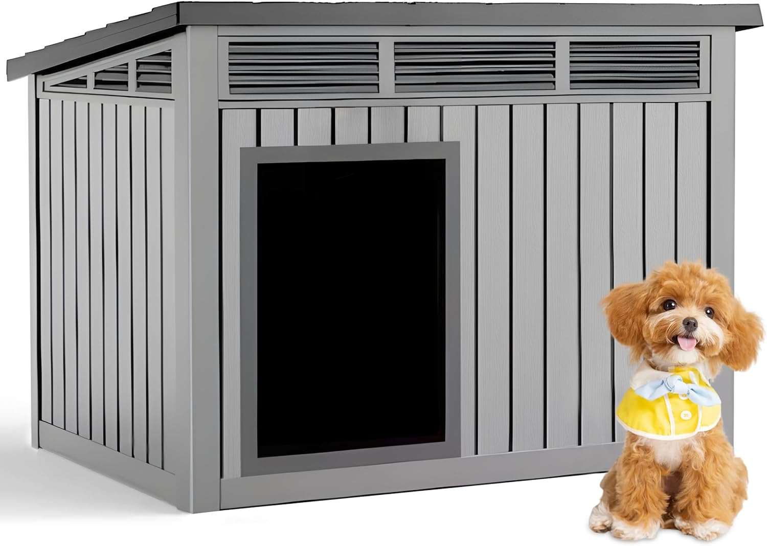 SBS Modern Dog House with Raised Floor, Weatherproof & Stylish Shelte, Stable & Scratch-Resistant for Dog, Cat, Bunny or Animal Backyard Shelter