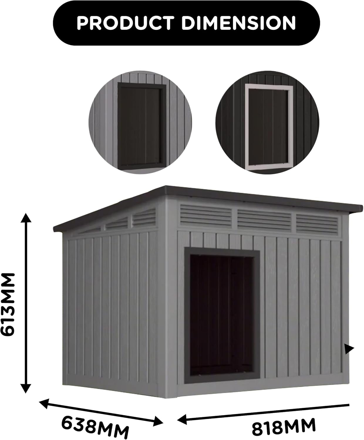 SBS Modern Dog House with Raised Floor, Weatherproof & Stylish Shelte, Stable & Scratch-Resistant for Dog, Cat, Bunny or Animal Backyard Shelter