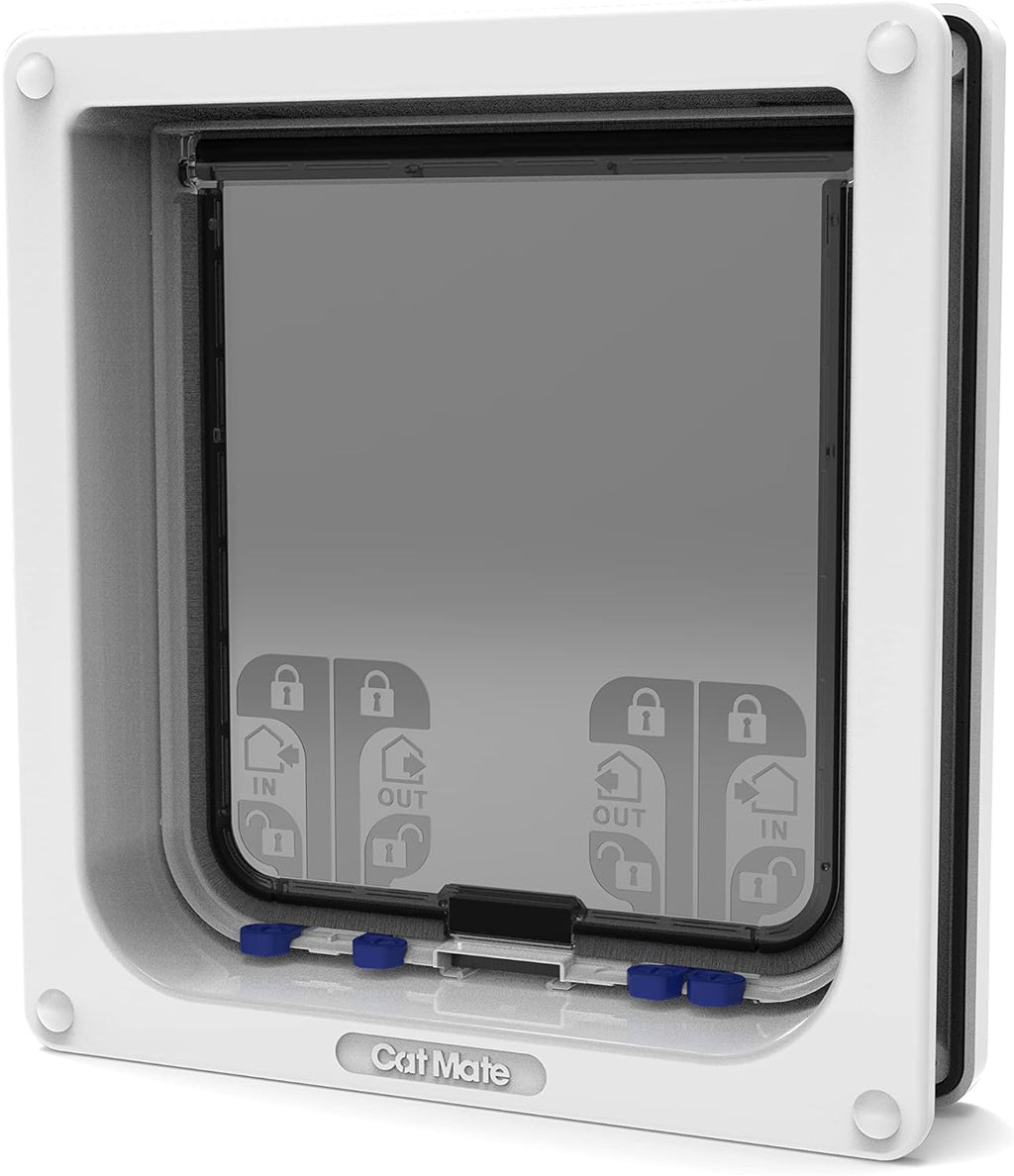 4-Way Locking Cat Flap – Large Cats & Small Dogs | Secure, Weather-Safe Pet Door (White)