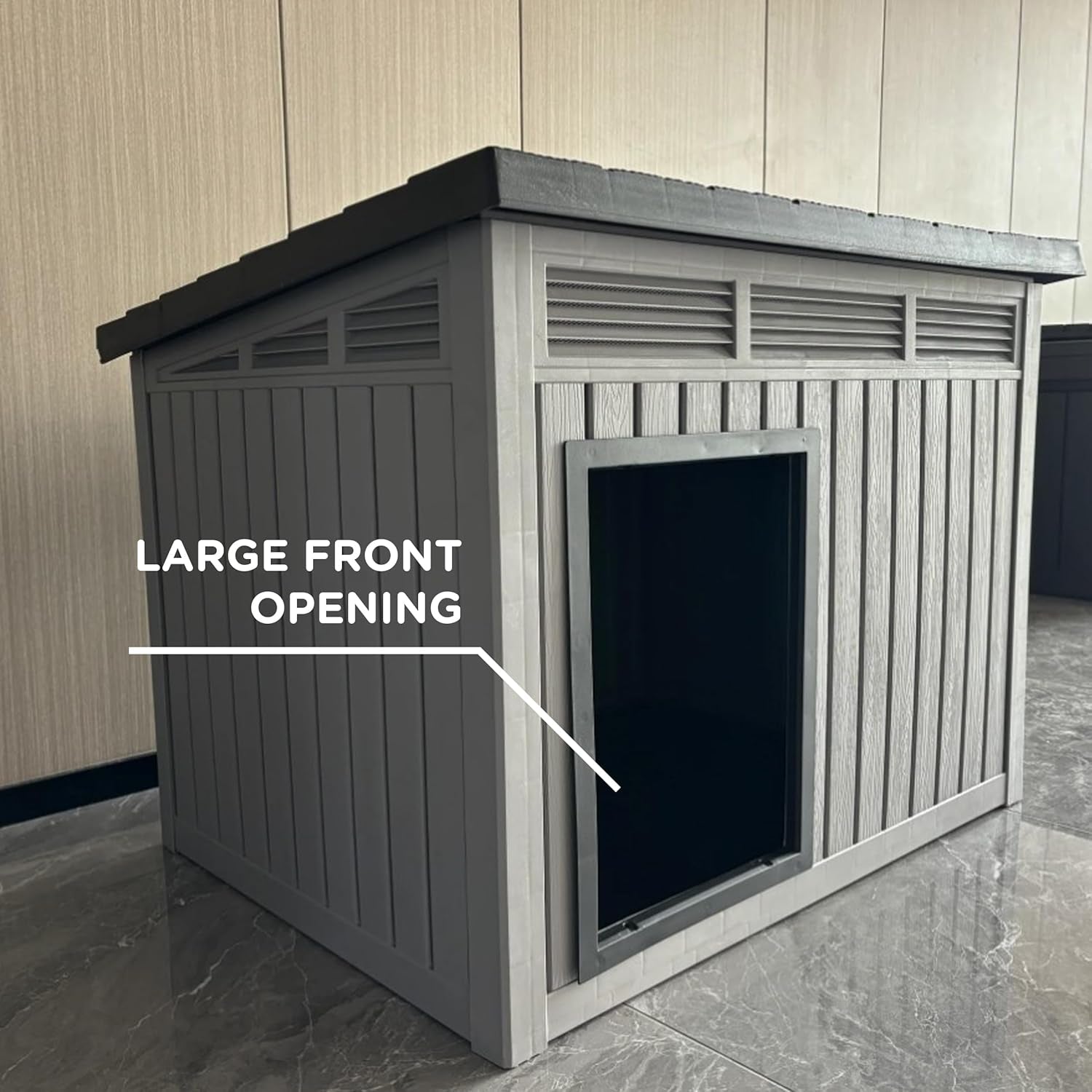 SBS Modern Dog House with Raised Floor, Weatherproof & Stylish Shelte, Stable & Scratch-Resistant for Dog, Cat, Bunny or Animal Backyard Shelter