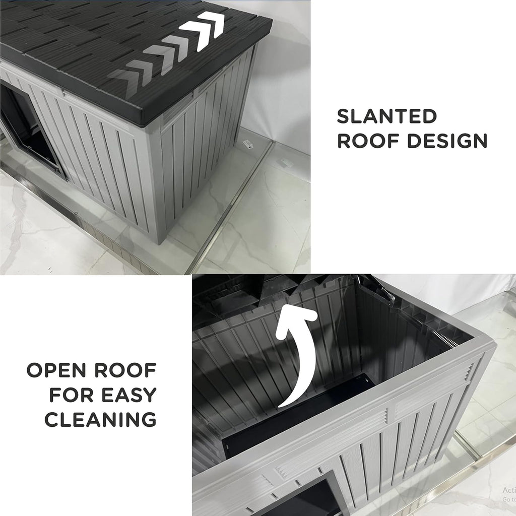 SBS Modern Dog House with Raised Floor, Weatherproof & Stylish Shelte, Stable & Scratch-Resistant for Dog, Cat, Bunny or Animal Backyard Shelter