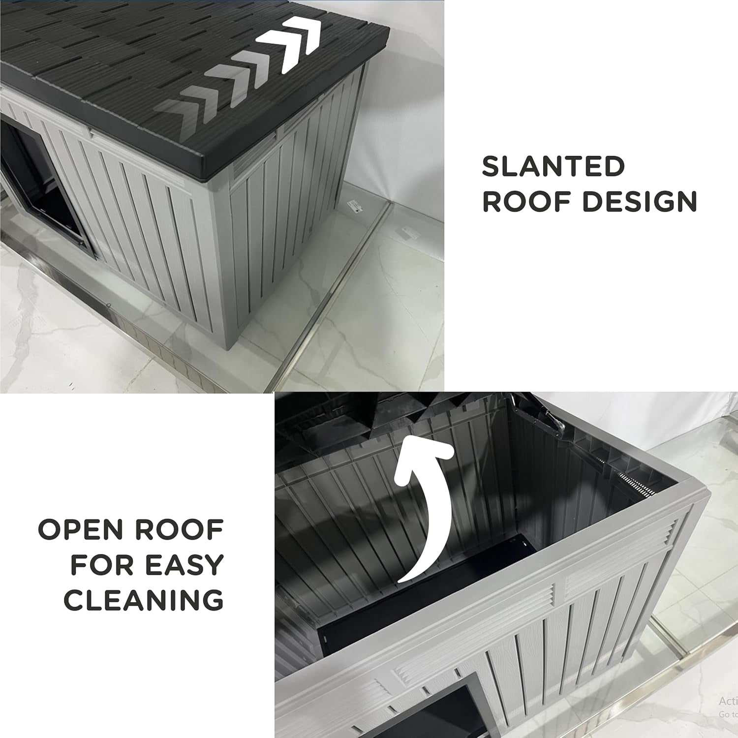 SBS Modern Dog House with Raised Floor, Weatherproof & Stylish Shelte, Stable & Scratch-Resistant for Dog, Cat, Bunny or Animal Backyard Shelter