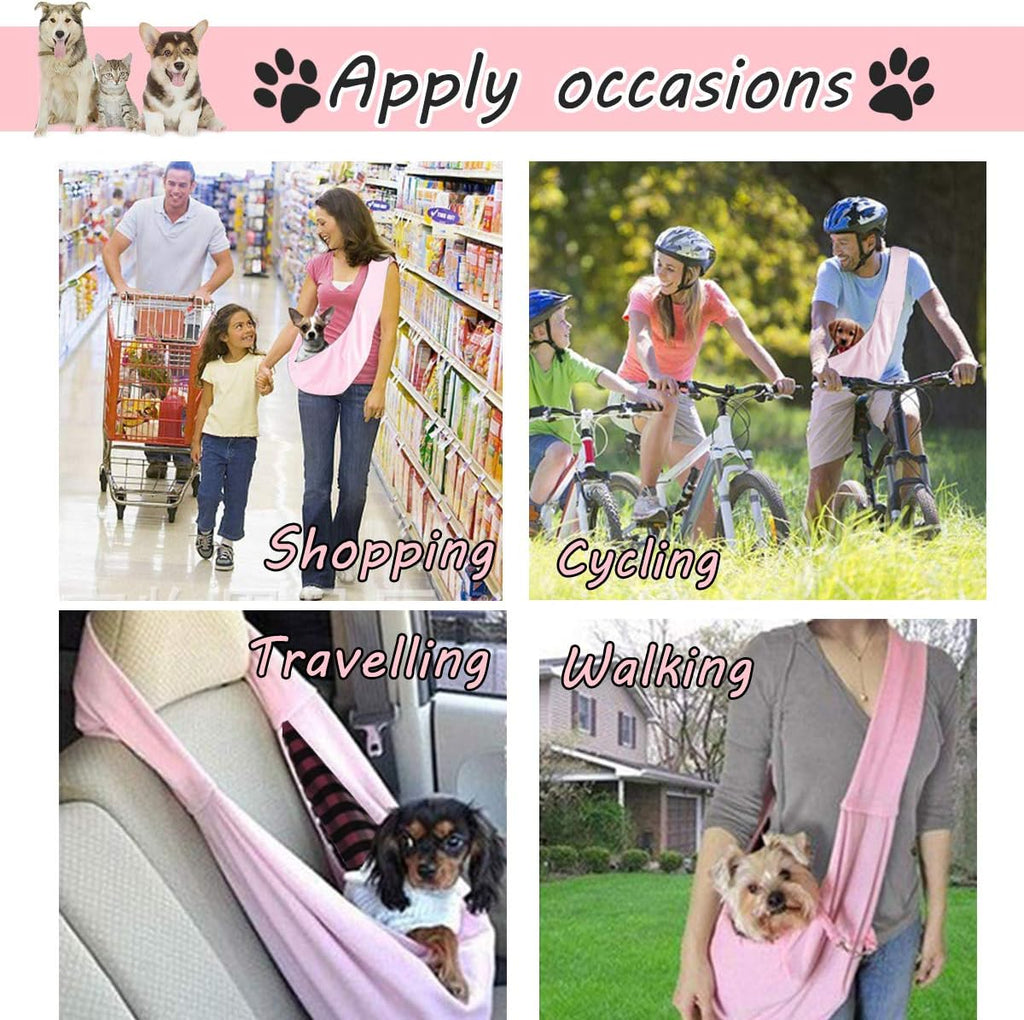 Dog and Cat Sling Carrier Little Pet Carrier Shoulder Crossbody Pet Slings for Outdoor Traveling Subway (Pink)