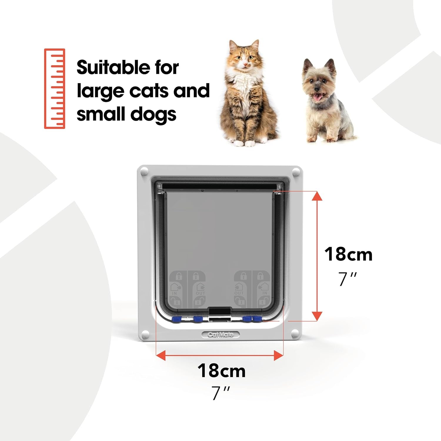 4-Way Locking Cat Flap – Large Cats & Small Dogs | Secure, Weather-Safe Pet Door (White)