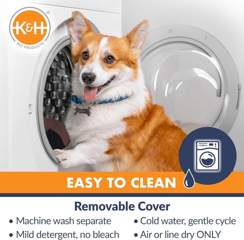 Bucket Booster Car Seat for Small and Medium Dogs - Washable, Sturdy with 2 Safety Leashes - Large, Gray/Cream